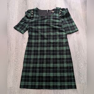Green Black Tartan Plaid Goth Dress Dark Academia Punk Grunge Small